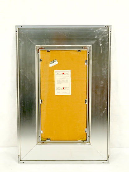 Rectangle Mid-Century Modern Burl Wood & Aluminum Mirror by Greg Copeland MINT!