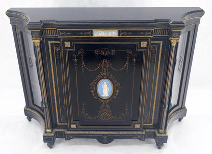EstablishedLines Napoleon III Wedgewood Plaque Bronze Mounts Black Lacquer French Credenza Server