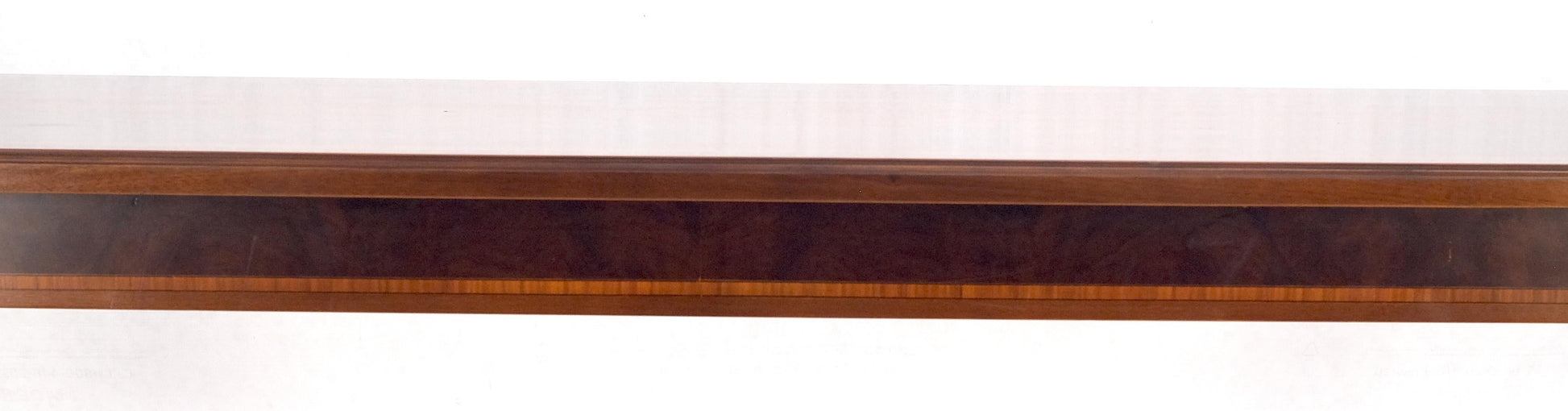 EstablishedLines Banded Oval Racetrack Shape Carved Double Pedestal Burl Walnut 13' Long Dining