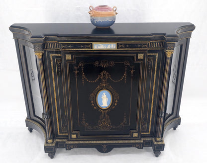 EstablishedLines Napoleon III Wedgewood Plaque Bronze Mounts Black Lacquer French Credenza Server