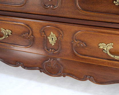 Bombe Country French Carved Cherry 3 Drawer Dresser Brass Hardware Pulls Mint!