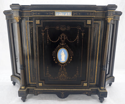 EstablishedLines Napoleon III Wedgewood Plaque Bronze Mounts Black Lacquer French Credenza Server