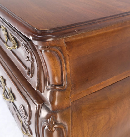 Bombe Country French Carved Cherry 3 Drawer Dresser Brass Hardware Pulls Mint!