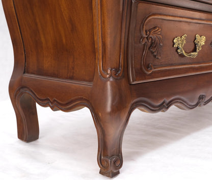 Bombe Country French Carved Cherry 3 Drawer Dresser Brass Hardware Pulls Mint!
