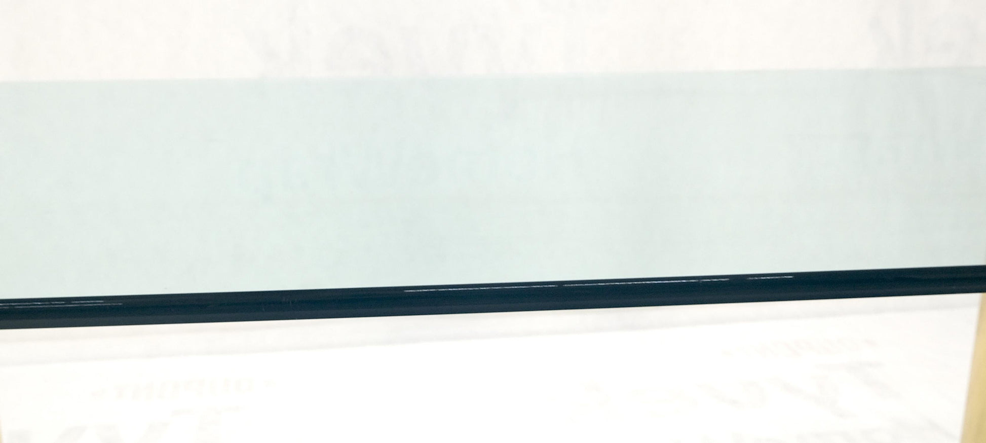 EstablishedLines 3/4" Thick Glass Top Rounded Corners Brass Cylinder Legs Mid Century Modern