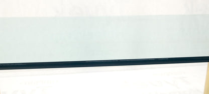 EstablishedLines 3/4" Thick Glass Top Rounded Corners Brass Cylinder Legs Mid Century Modern