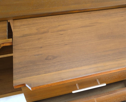 John Stuart Walnut Mid-Century Modern Long Credenza Dresser Pull Out Shelf Mint!