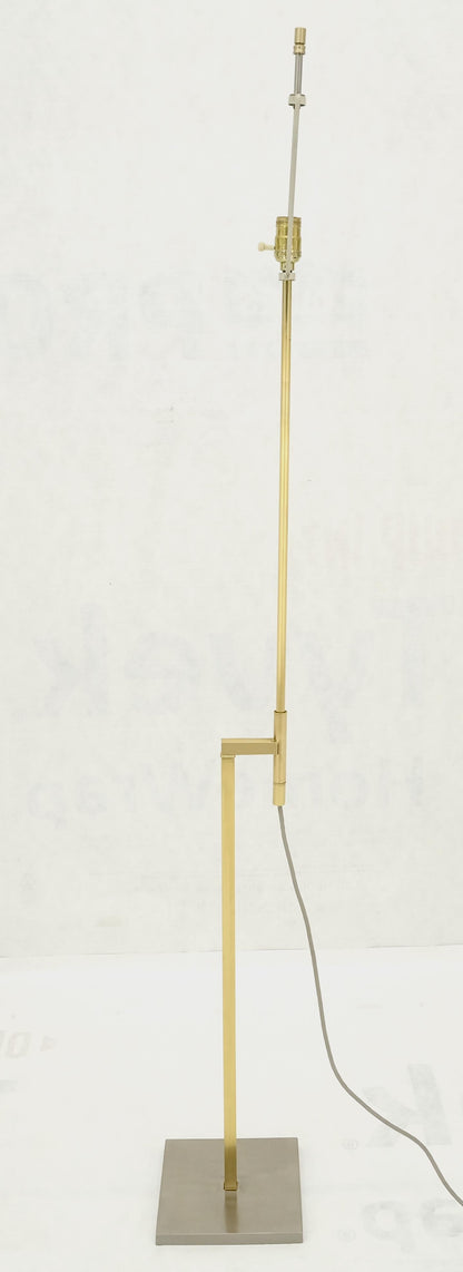 EstablishedLines Solid Brass Chrome Rectangle Base Adjustable Mid Century Modern Floor Lamp Mint!