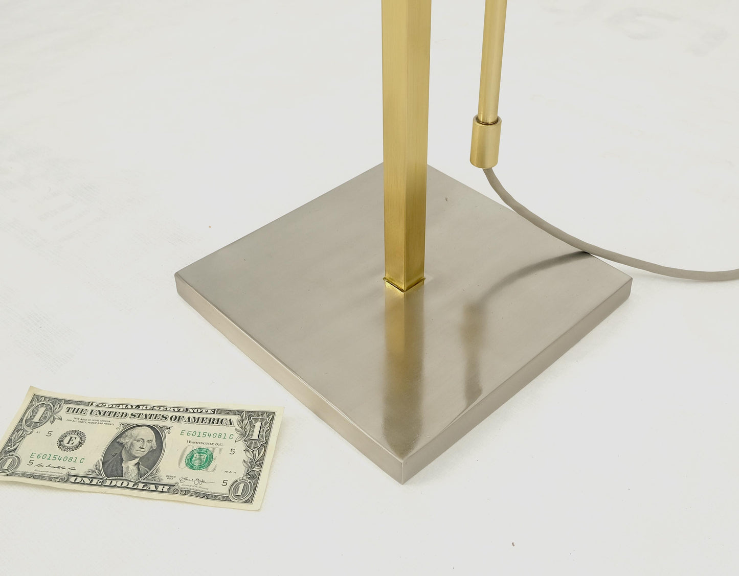 EstablishedLines Solid Brass Chrome Rectangle Base Adjustable Mid Century Modern Floor Lamp Mint!