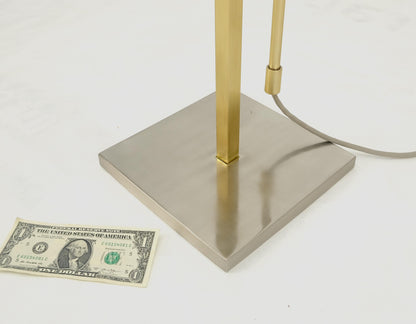 EstablishedLines Solid Brass Chrome Rectangle Base Adjustable Mid Century Modern Floor Lamp Mint!