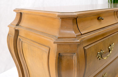 EstablishedLines Long Country French Bombe 8 Drawer White Wash Burl Dresser Credenza Solid & Mint