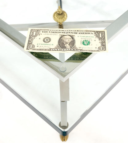 EstablishedLines Chrome Glass Brass Finial Base Hoof Feet Square Coffee Center Table Mint!