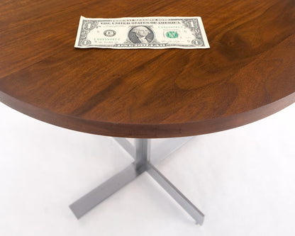 EstablishedLines Solid Walnut Round Top Brushed Machined Stainless Steel Base Side End Table Stan