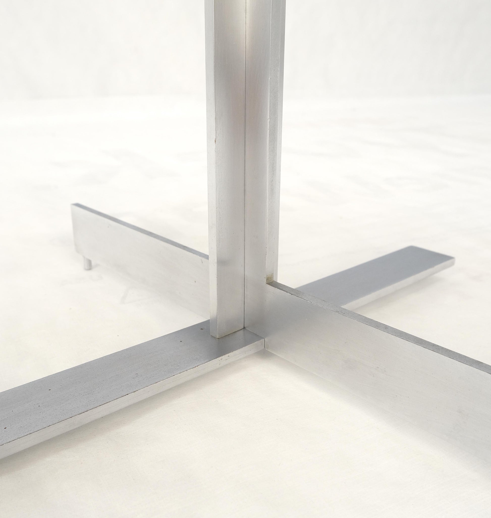 EstablishedLines Solid Walnut Round Top Brushed Machined Stainless Steel Base Side End Table Stan