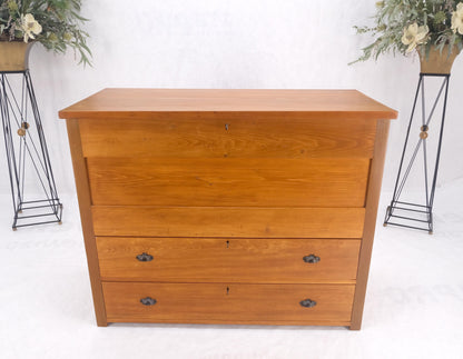Large Antique Pine Two Bottom Drawers Trunk Hope Chest Blanket Chest Keyed MINT!