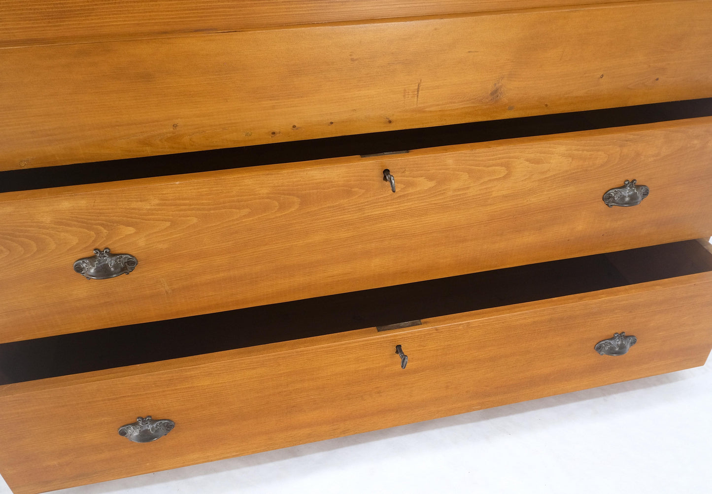 Large Antique Pine Two Bottom Drawers Trunk Hope Chest Blanket Chest Keyed MINT!