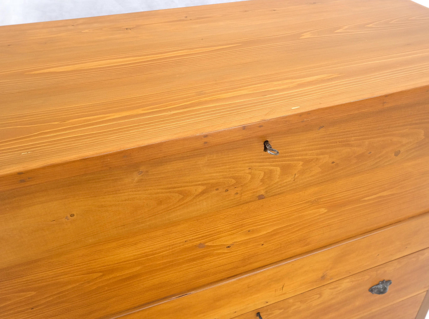 Large Antique Pine Two Bottom Drawers Trunk Hope Chest Blanket Chest Keyed MINT!