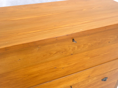 Large Antique Pine Two Bottom Drawers Trunk Hope Chest Blanket Chest Keyed MINT!