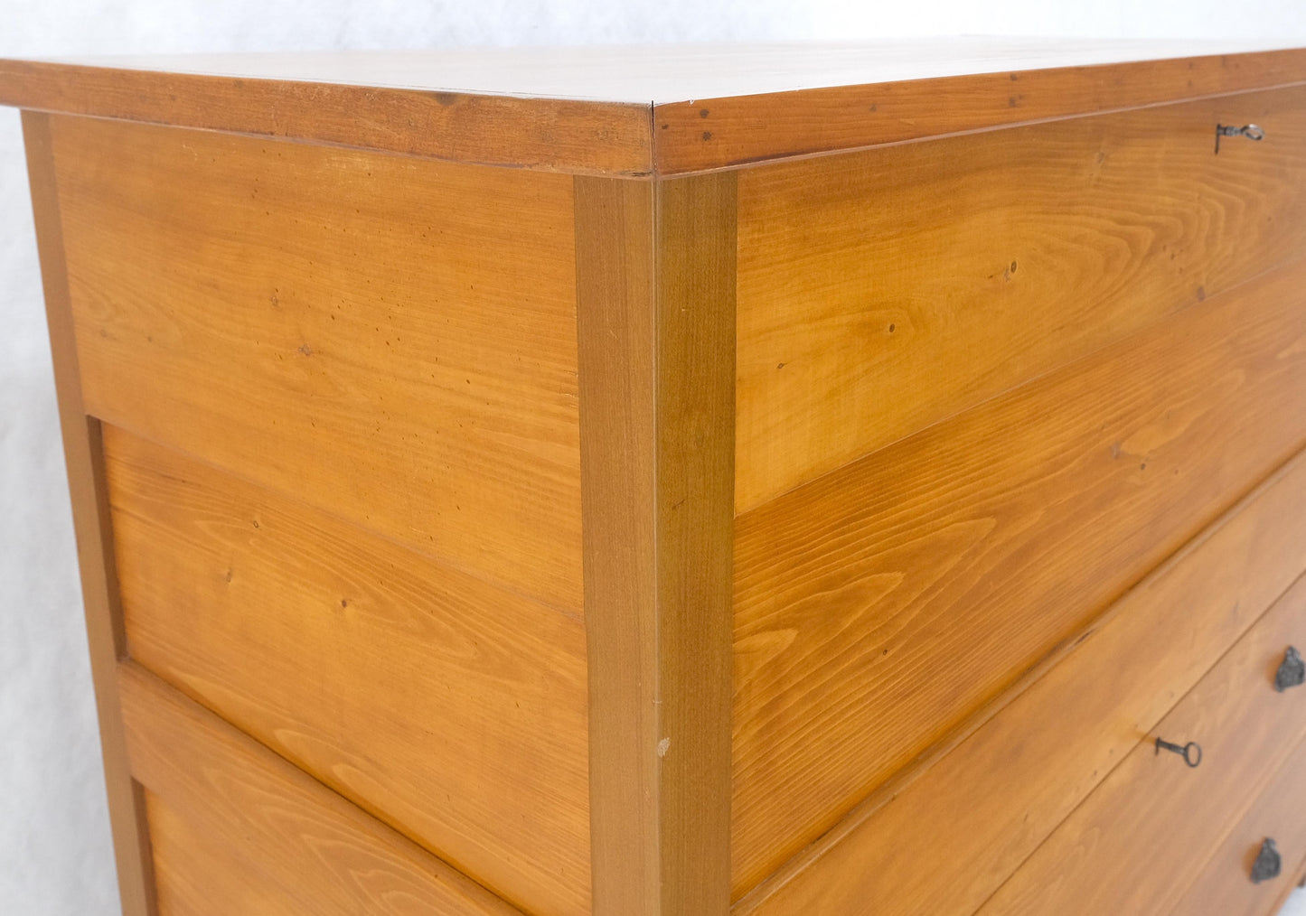 Large Antique Pine Two Bottom Drawers Trunk Hope Chest Blanket Chest Keyed MINT!