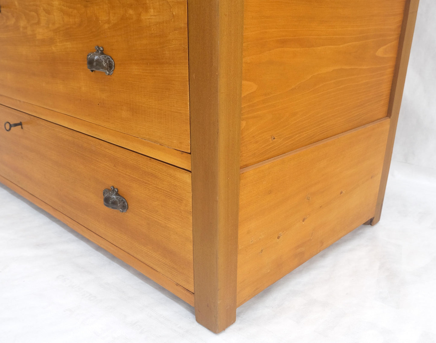 Large Antique Pine Two Bottom Drawers Trunk Hope Chest Blanket Chest Keyed MINT!
