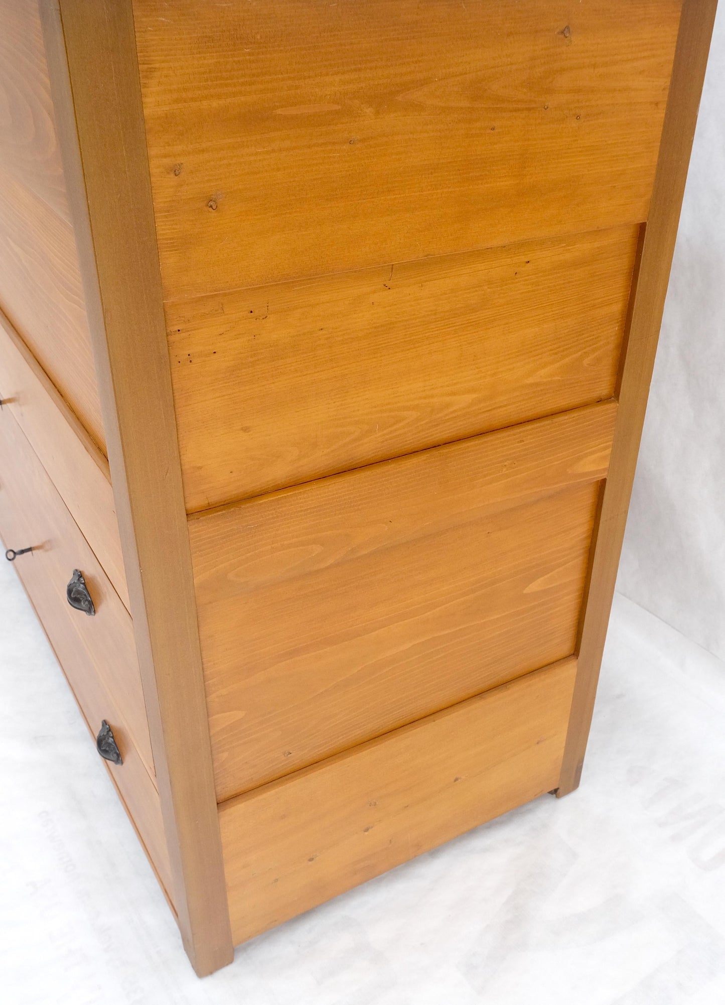 Large Antique Pine Two Bottom Drawers Trunk Hope Chest Blanket Chest Keyed MINT!