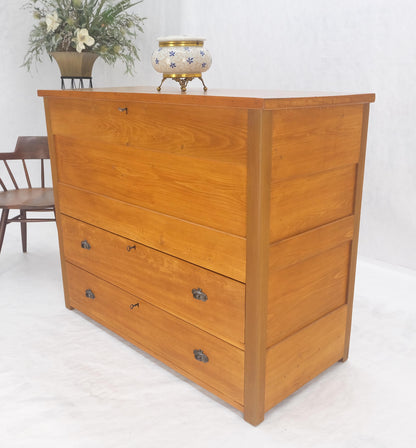 Large Antique Pine Two Bottom Drawers Trunk Hope Chest Blanket Chest Keyed MINT!