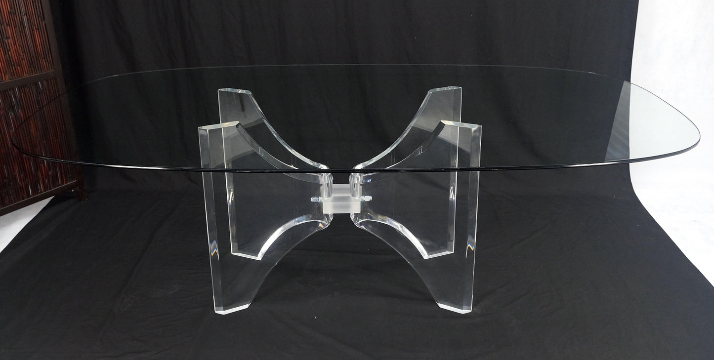 EstablishedLines Oval Boat Shape Glass Top Butterfly Lucite Base 88" Long Dining Conference Table