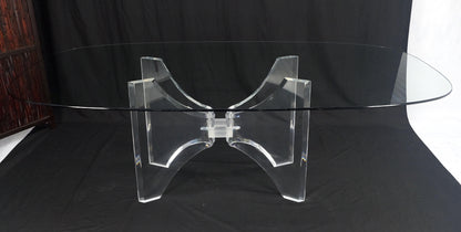 EstablishedLines Oval Boat Shape Glass Top Butterfly Lucite Base 88" Long Dining Conference Table