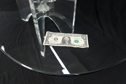EstablishedLines Oval Boat Shape Glass Top Butterfly Lucite Base 88" Long Dining Conference Table