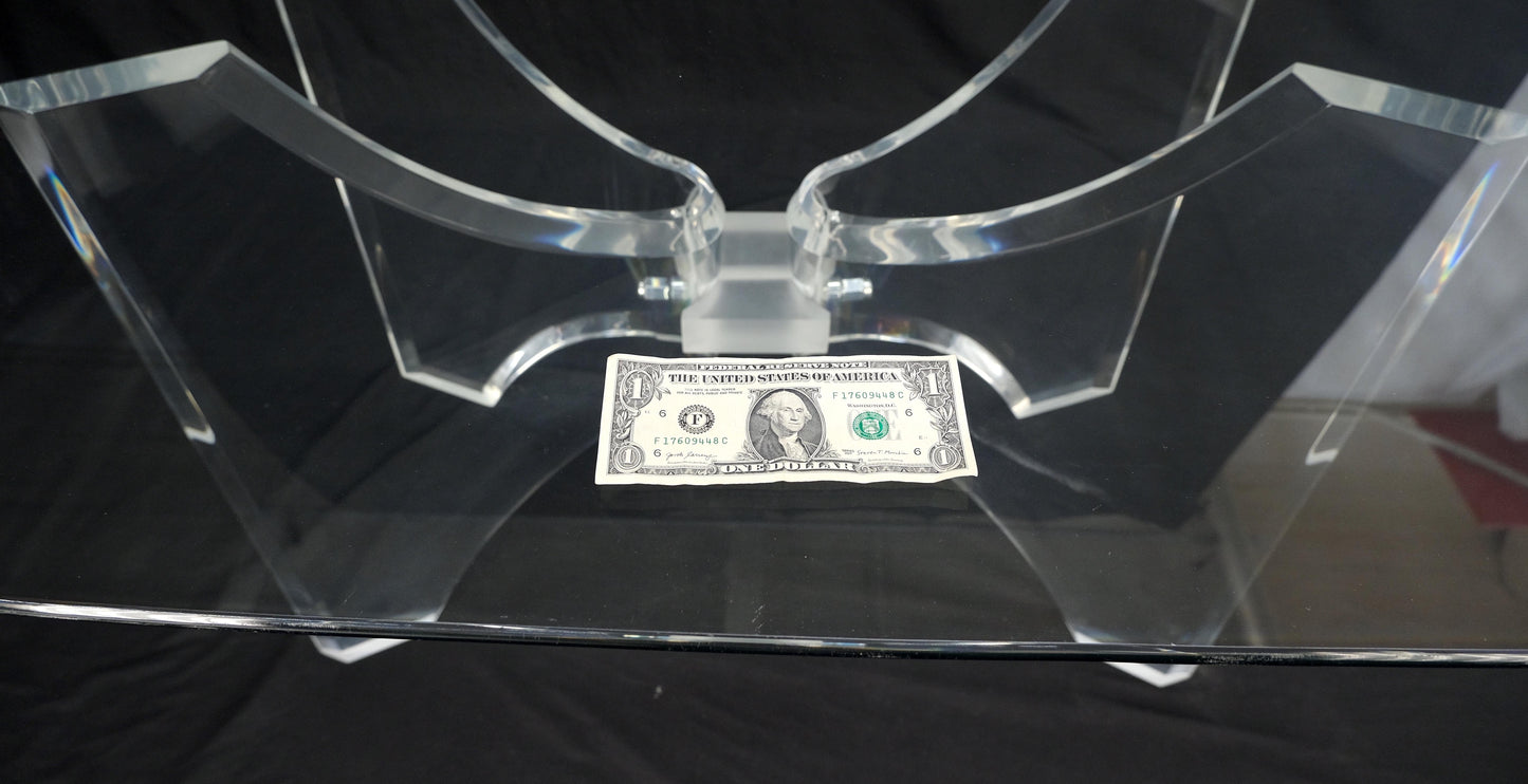 EstablishedLines Oval Boat Shape Glass Top Butterfly Lucite Base 88" Long Dining Conference Table