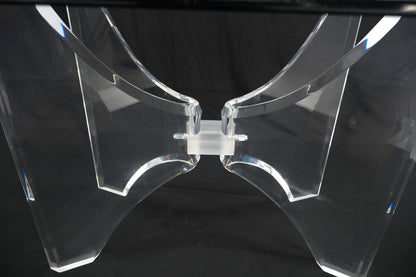 EstablishedLines Oval Boat Shape Glass Top Butterfly Lucite Base 88" Long Dining Conference Table