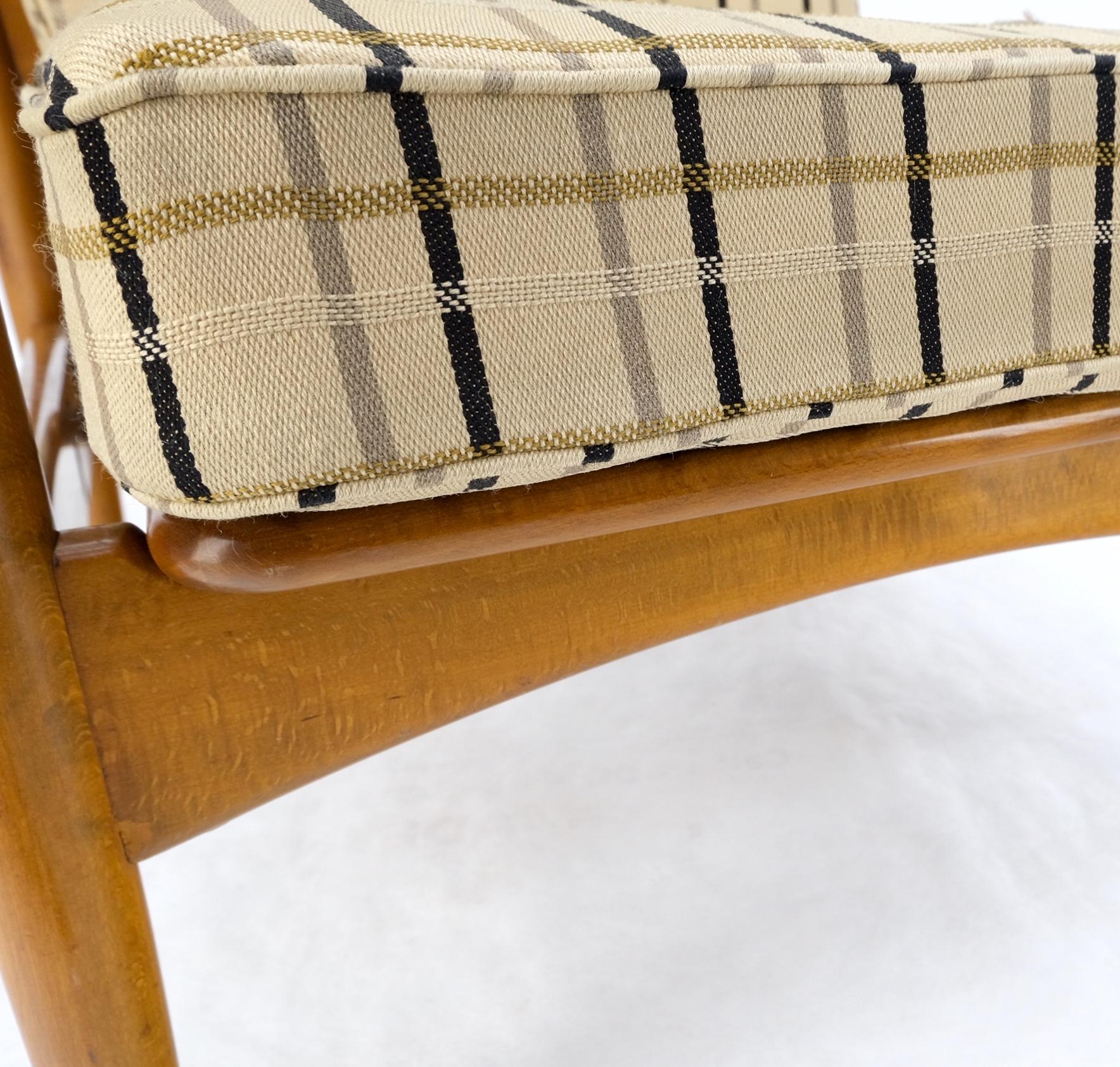 EstablishedLines John Stuart Mid Century Danish Modern Plaid Pattern Upholstery Teak Lounge Chair