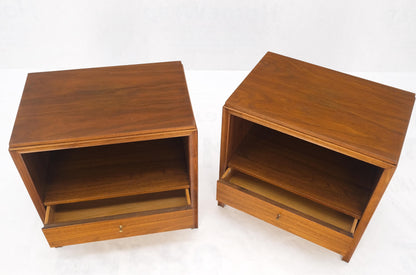 EstablishedLines Pair Finished Back Danish Mid Century Modern One Drawer Walnut Night Stands MINT