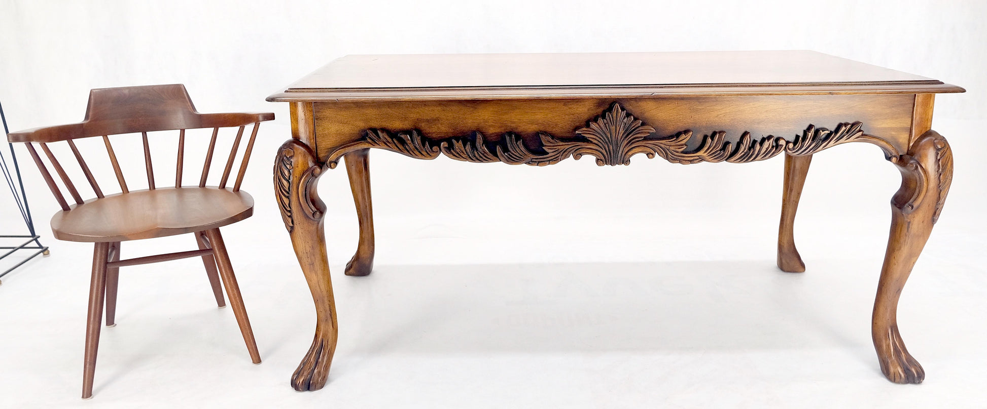 EstablishedLines Spanish Colonial Carved Walnut 1 Drawer Writing Library Table Desk Console MINT!