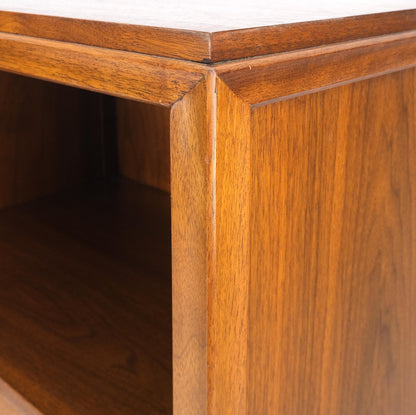 EstablishedLines Pair Finished Back Danish Mid Century Modern One Drawer Walnut Night Stands MINT