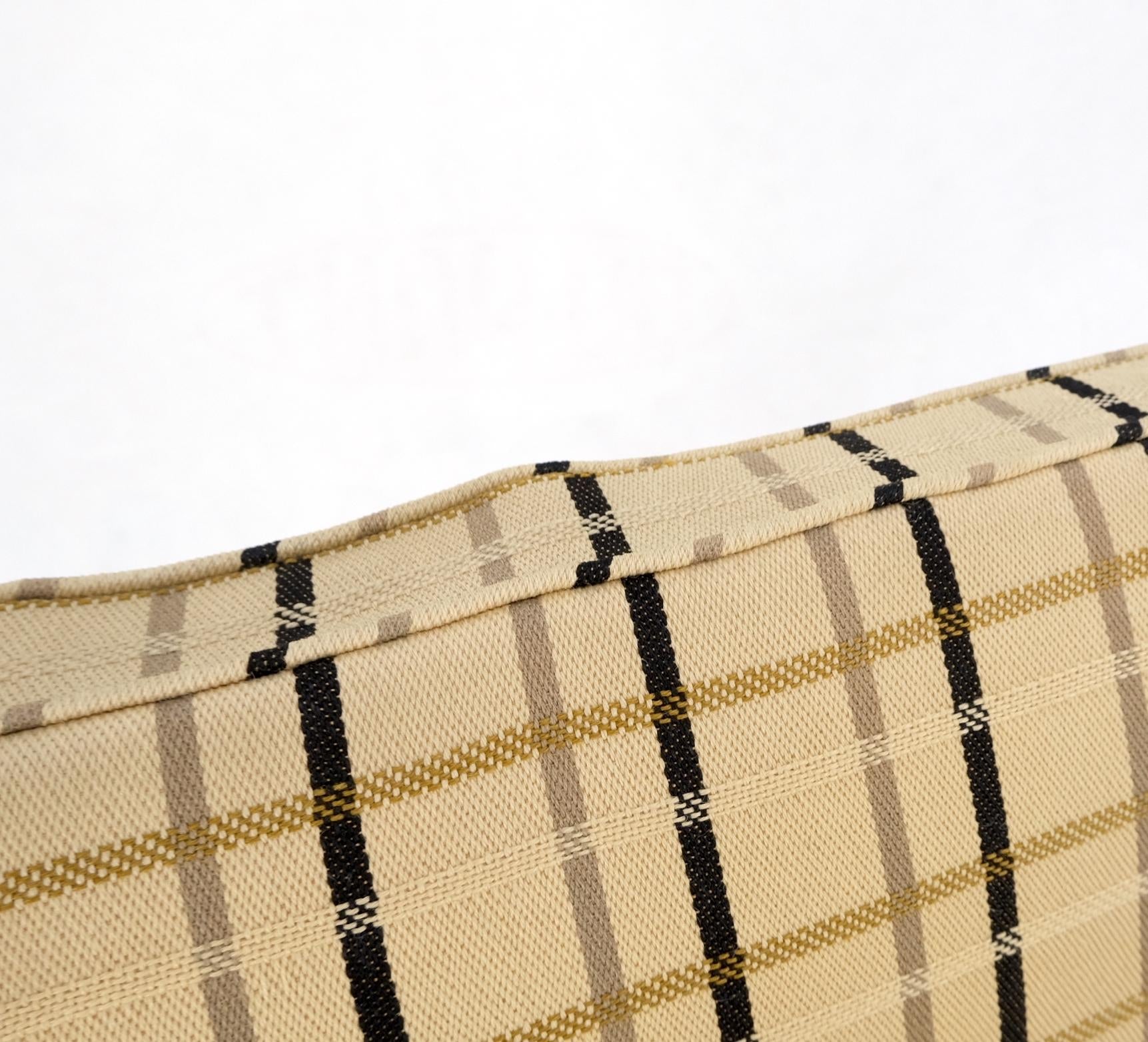 EstablishedLines John Stuart Mid Century Danish Modern Plaid Pattern Upholstery Teak Lounge Chair