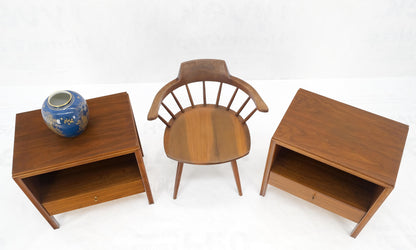 EstablishedLines Pair Finished Back Danish Mid Century Modern One Drawer Walnut Night Stands MINT