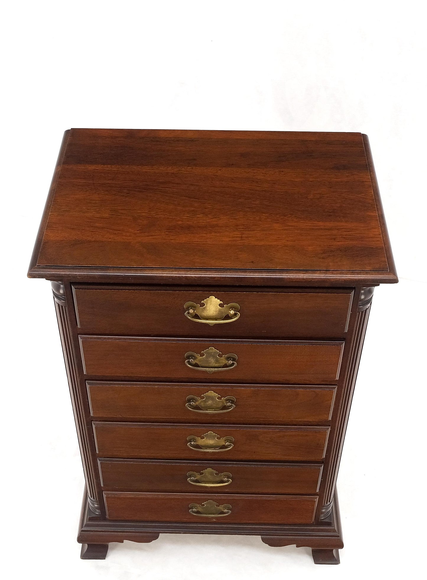 EstablishedLines Bracket Feet Mahogany 6 Drawers Brass Pulls Tall Lingerie Chest Dresser Cabinet
