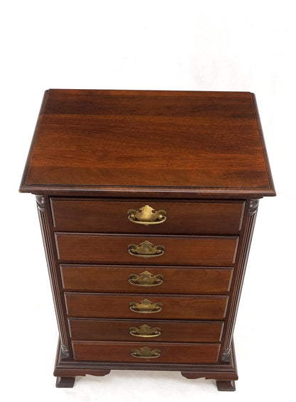 EstablishedLines Bracket Feet Mahogany 6 Drawers Brass Pulls Tall Lingerie Chest Dresser Cabinet