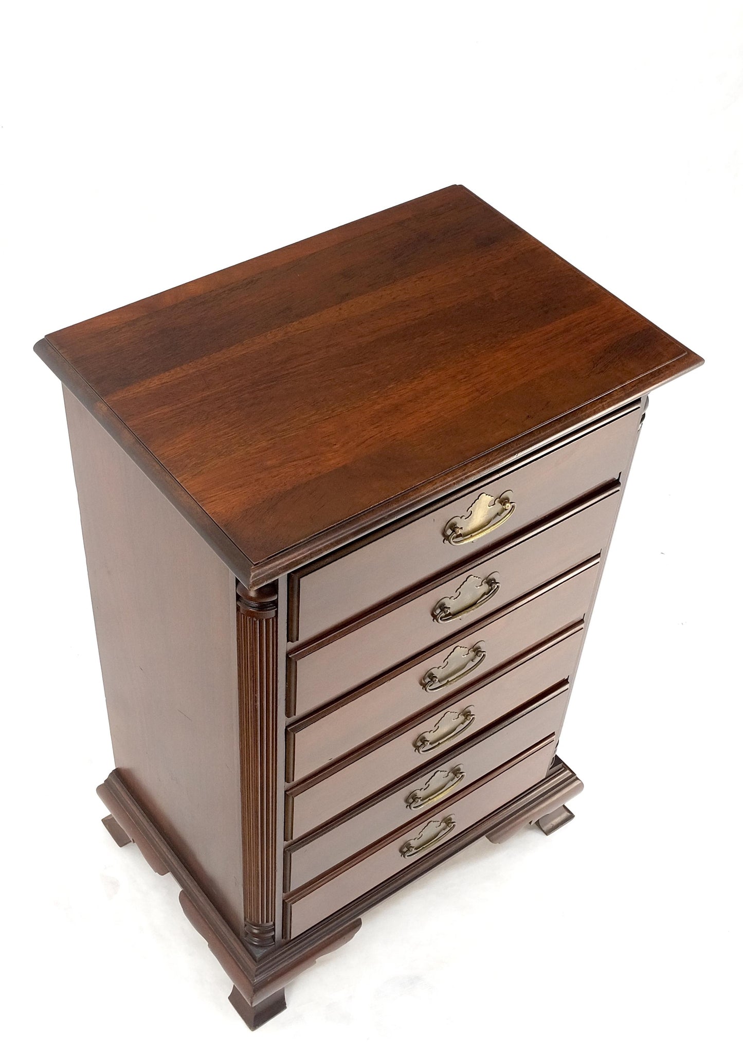EstablishedLines Bracket Feet Mahogany 6 Drawers Brass Pulls Tall Lingerie Chest Dresser Cabinet