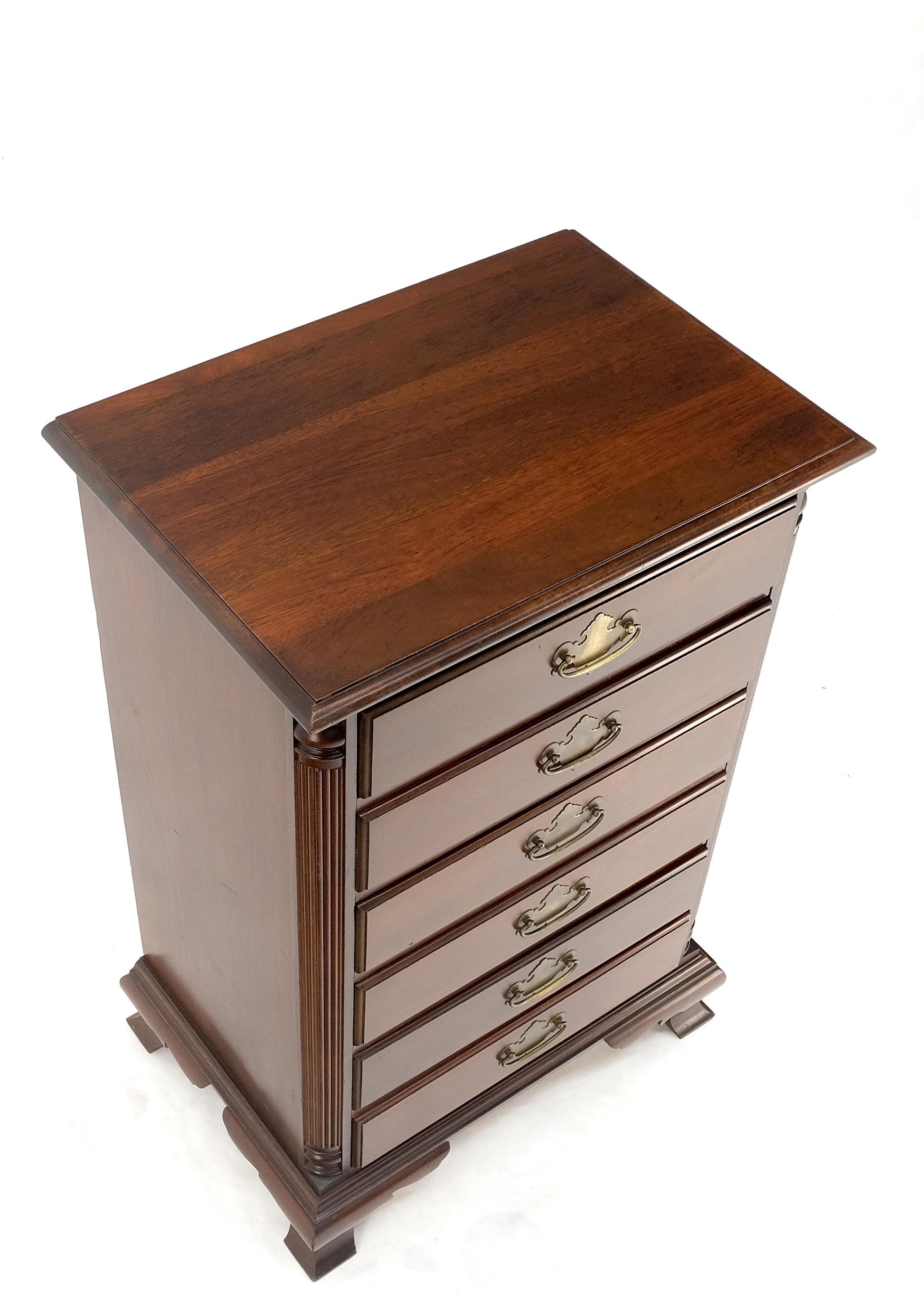 EstablishedLines Bracket Feet Mahogany 6 Drawers Brass Pulls Tall Lingerie Chest Dresser Cabinet
