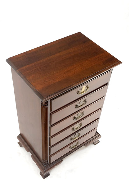 EstablishedLines Bracket Feet Mahogany 6 Drawers Brass Pulls Tall Lingerie Chest Dresser Cabinet