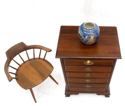 EstablishedLines Bracket Feet Mahogany 6 Drawers Brass Pulls Tall Lingerie Chest Dresser Cabinet
