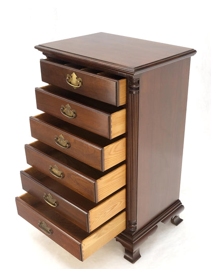 EstablishedLines Bracket Feet Mahogany 6 Drawers Brass Pulls Tall Lingerie Chest Dresser Cabinet