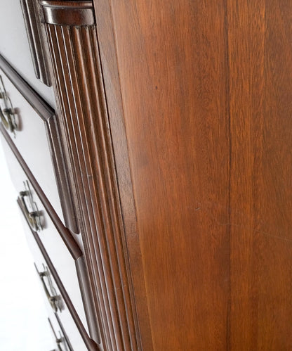 EstablishedLines Bracket Feet Mahogany 6 Drawers Brass Pulls Tall Lingerie Chest Dresser Cabinet