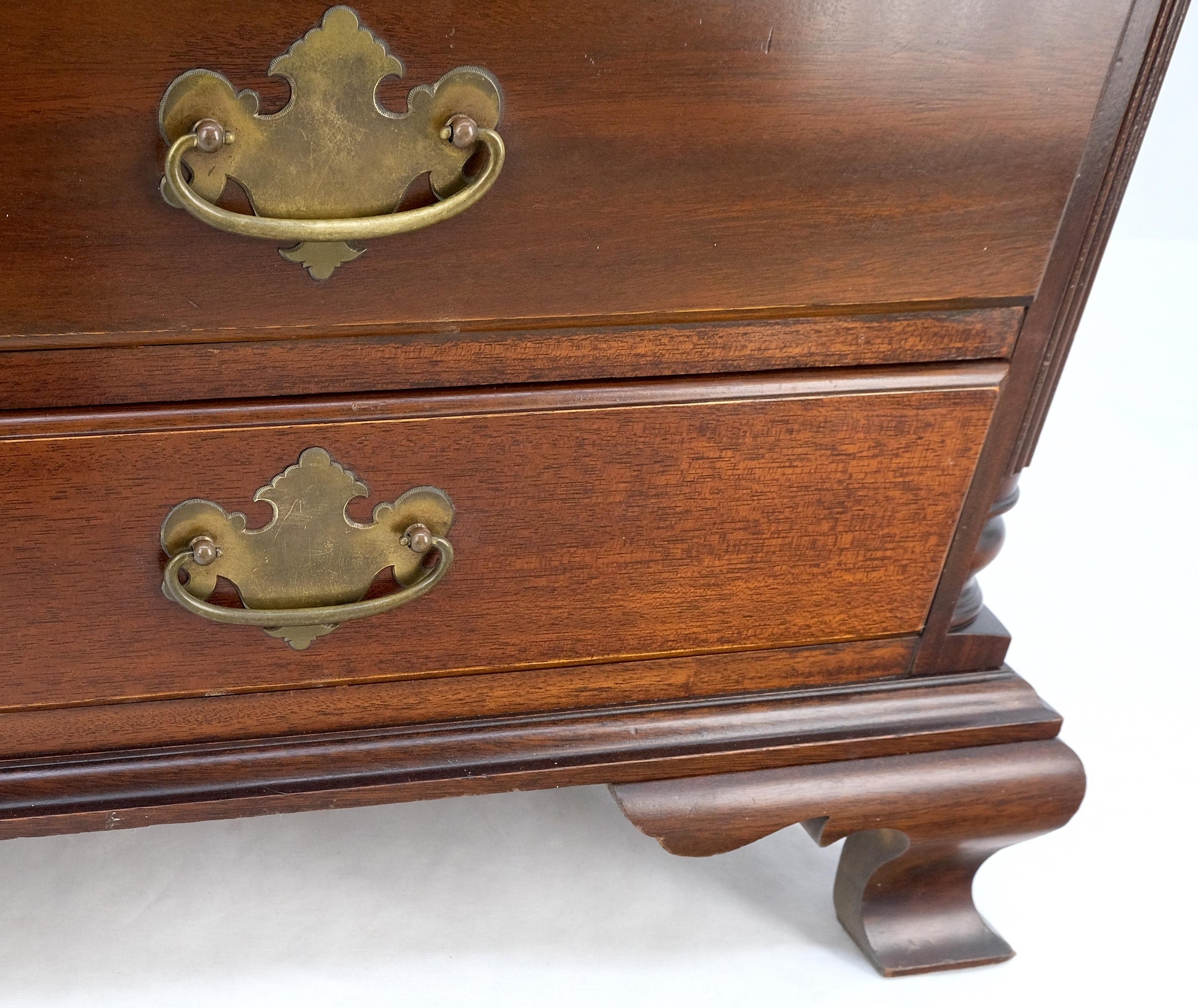 EstablishedLines Bracket Feet Mahogany 6 Drawers Brass Pulls Tall Lingerie Chest Dresser Cabinet