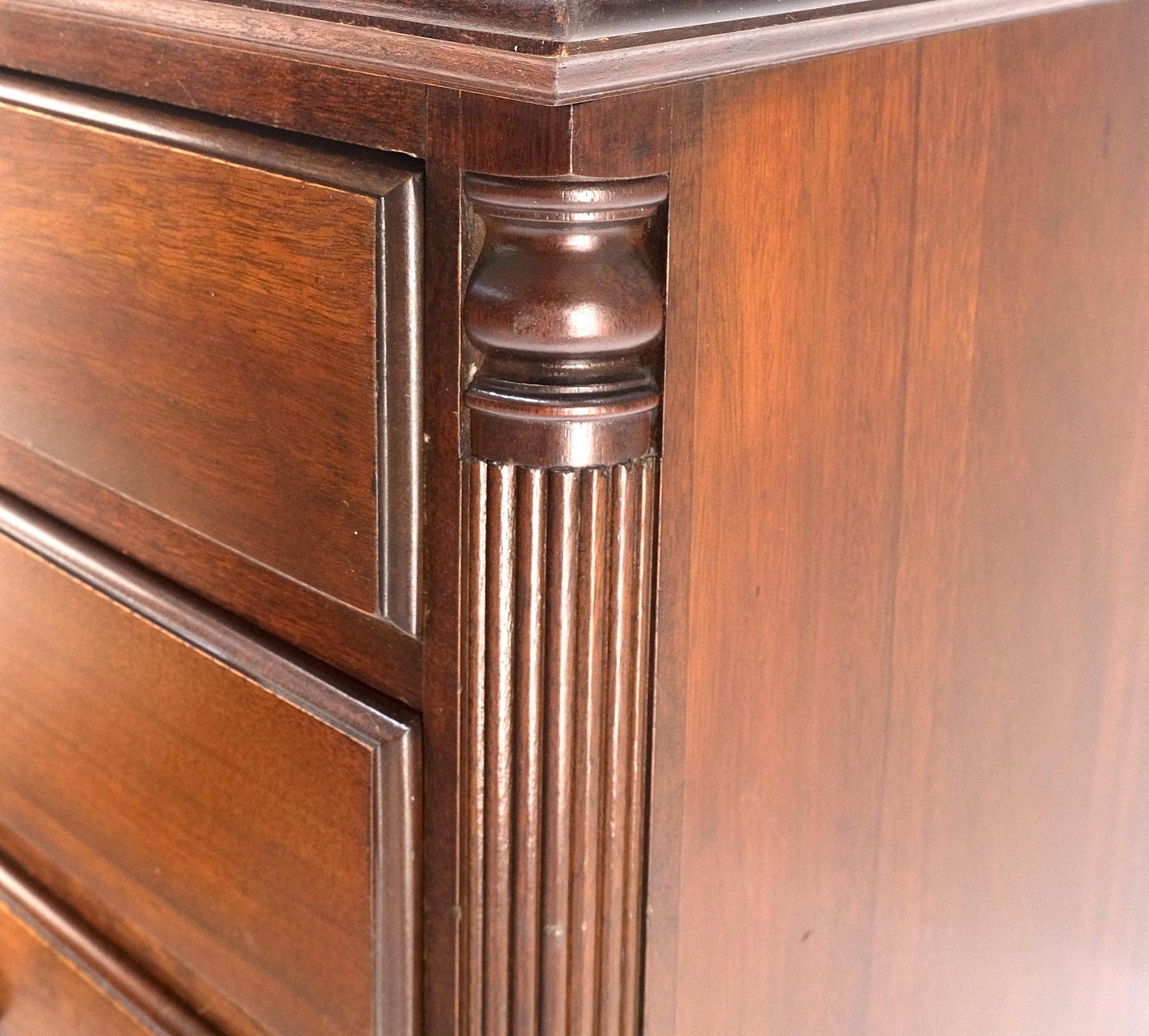 EstablishedLines Bracket Feet Mahogany 6 Drawers Brass Pulls Tall Lingerie Chest Dresser Cabinet