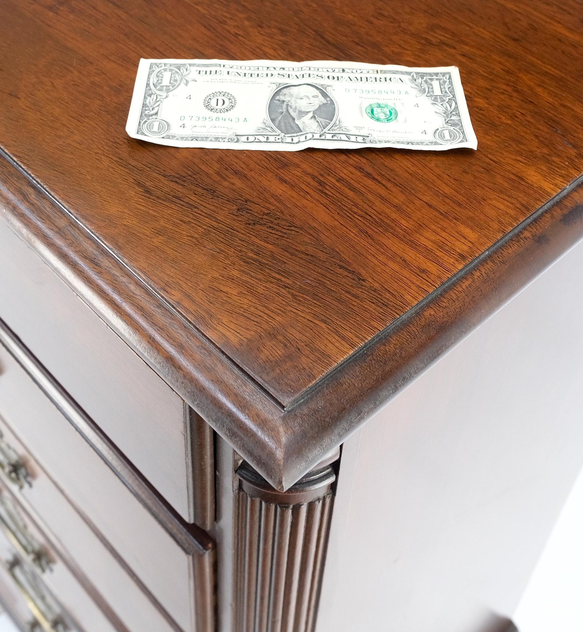 EstablishedLines Bracket Feet Mahogany 6 Drawers Brass Pulls Tall Lingerie Chest Dresser Cabinet