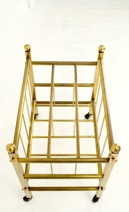 EstablishedLines Solid Brass Tube Design Mid-Century Modern Magazine Stand on Casters