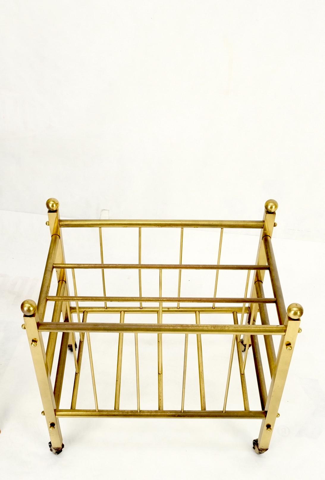 EstablishedLines Solid Brass Tube Design Mid-Century Modern Magazine Stand on Casters